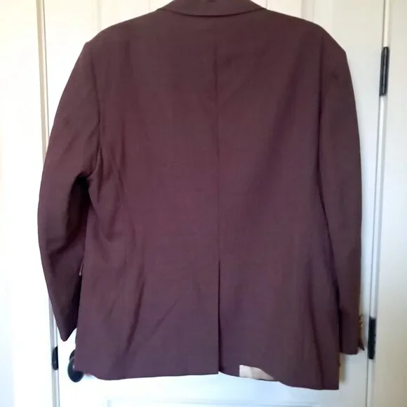 Stafford Men's 46S Burgundy red Gold Blazer Jacket Sport Coat 46 SHORT Christmas